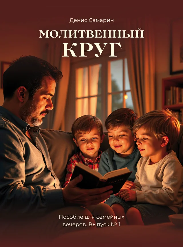 Обложка первого выпуска «Молитвенного круга» — отец читает с детьми